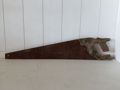 Vintage 26” Hand Saw Rustic Wood Handle Warranted Superior Farmhouse Decor