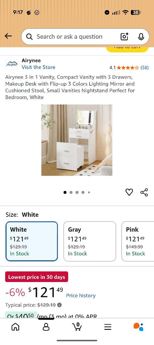 Compact young girl vanity