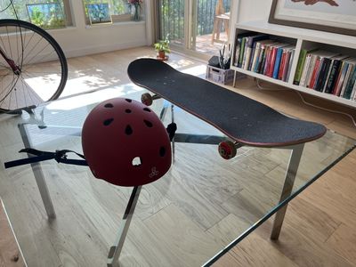 Skateboard and helmet