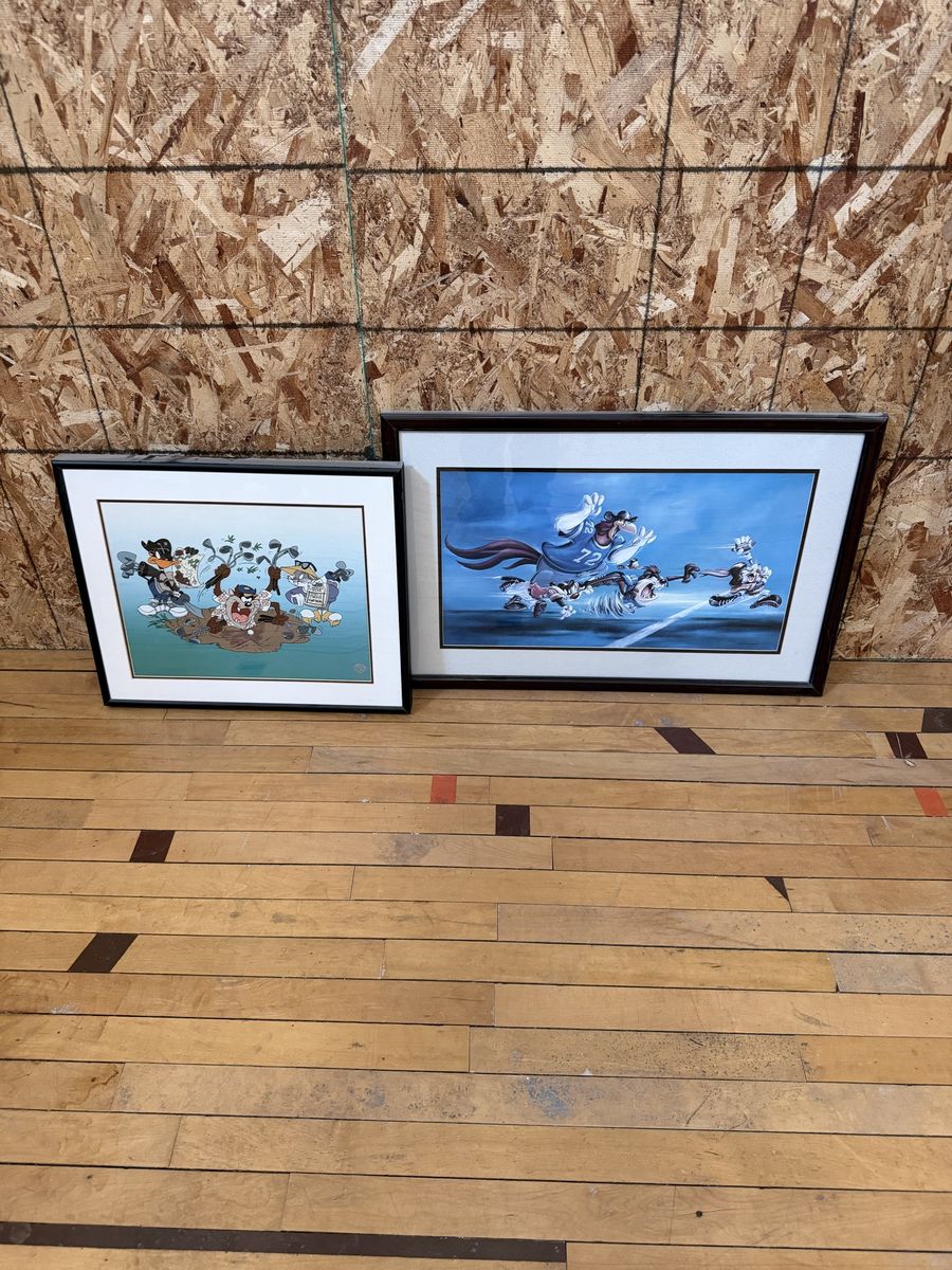 Framed Looney Tunes Sports Art Prints Set - Golfing & Football