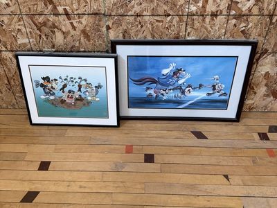 Framed Looney Tunes Sports Art Prints Set - Golfing & Football