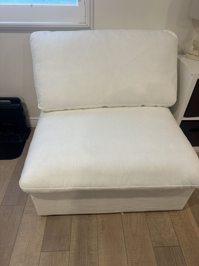 White Armless Accent Chair
