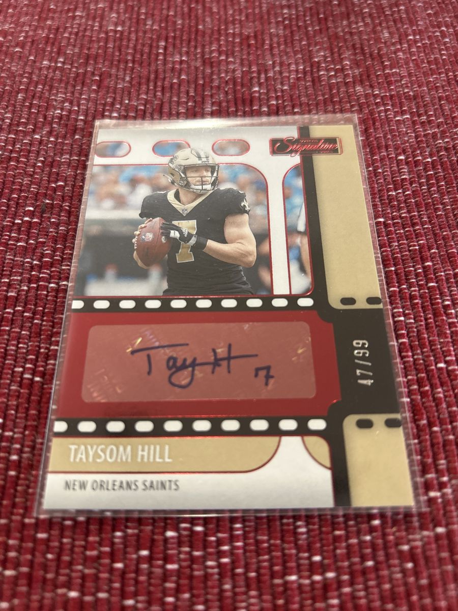 Taysom Hill 2021 Panini Illusions Signature Swatches Auto Card New Orleans Saints #47/99 BYU Cougars Hand Signed Certified