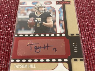 Taysom Hill 2021 Panini Illusions Signature Swatches Auto Card New Orleans Saints #47/99 BYU Cougars Hand Signed Certified