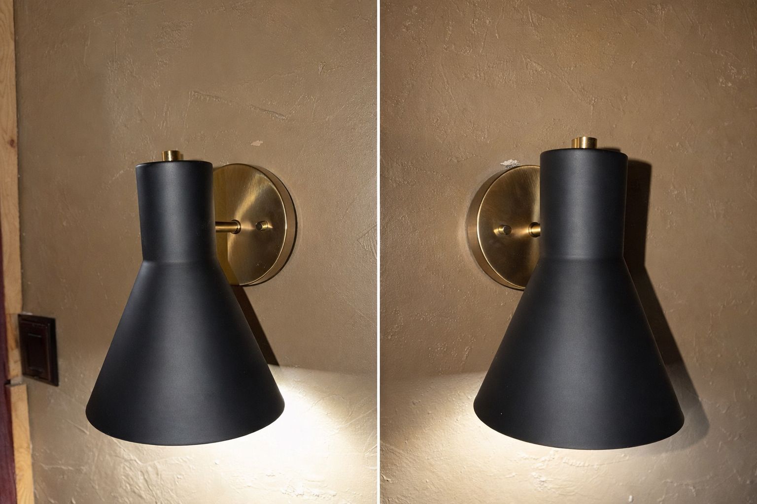 New Modern Brass & Black Wall Sconce