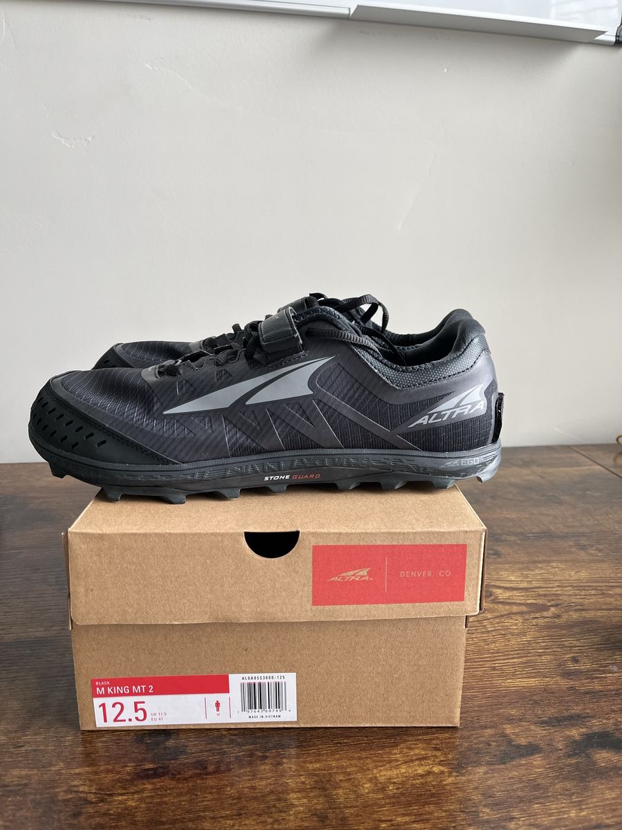 Altra King MT 2 Men's Trail Running Shoes - Black - Size 12.5 - FootShape, StoneGuard