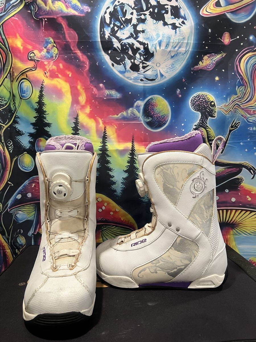 Ride White and Purple BOA Snowboard Boots