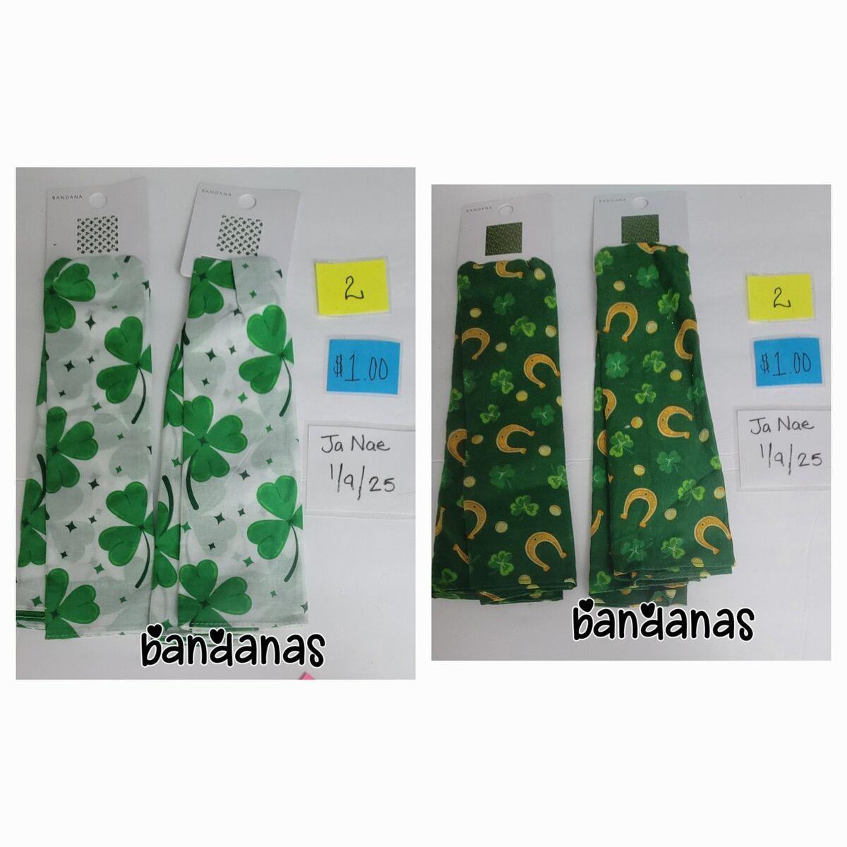 St. Patrick's Day bandanas and silicone shapes