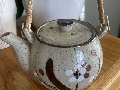 Vintage Pompom Stoneware Pottery Teapot