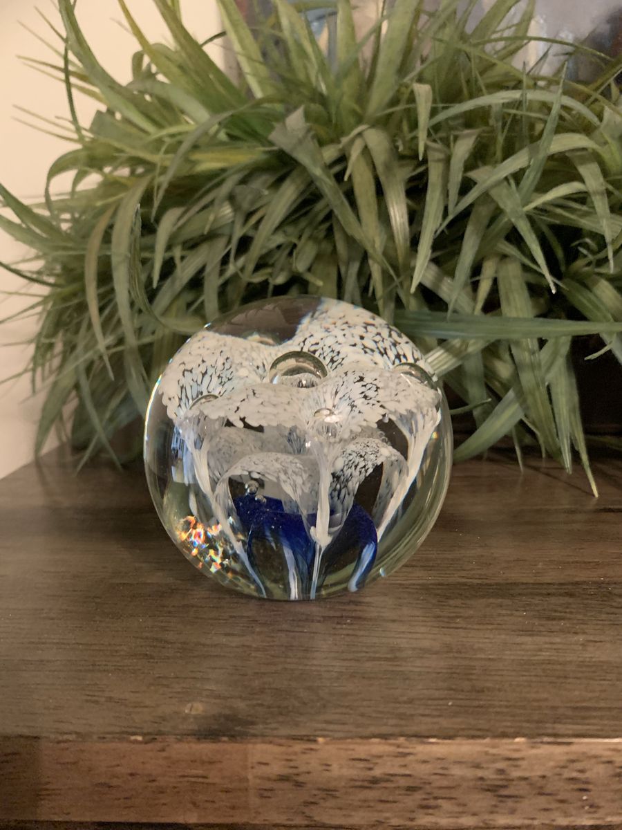 Cobalt Blue and White Paperweight