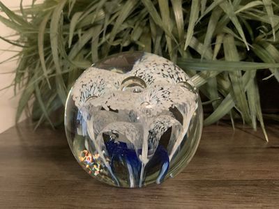 Cobalt Blue and White Paperweight