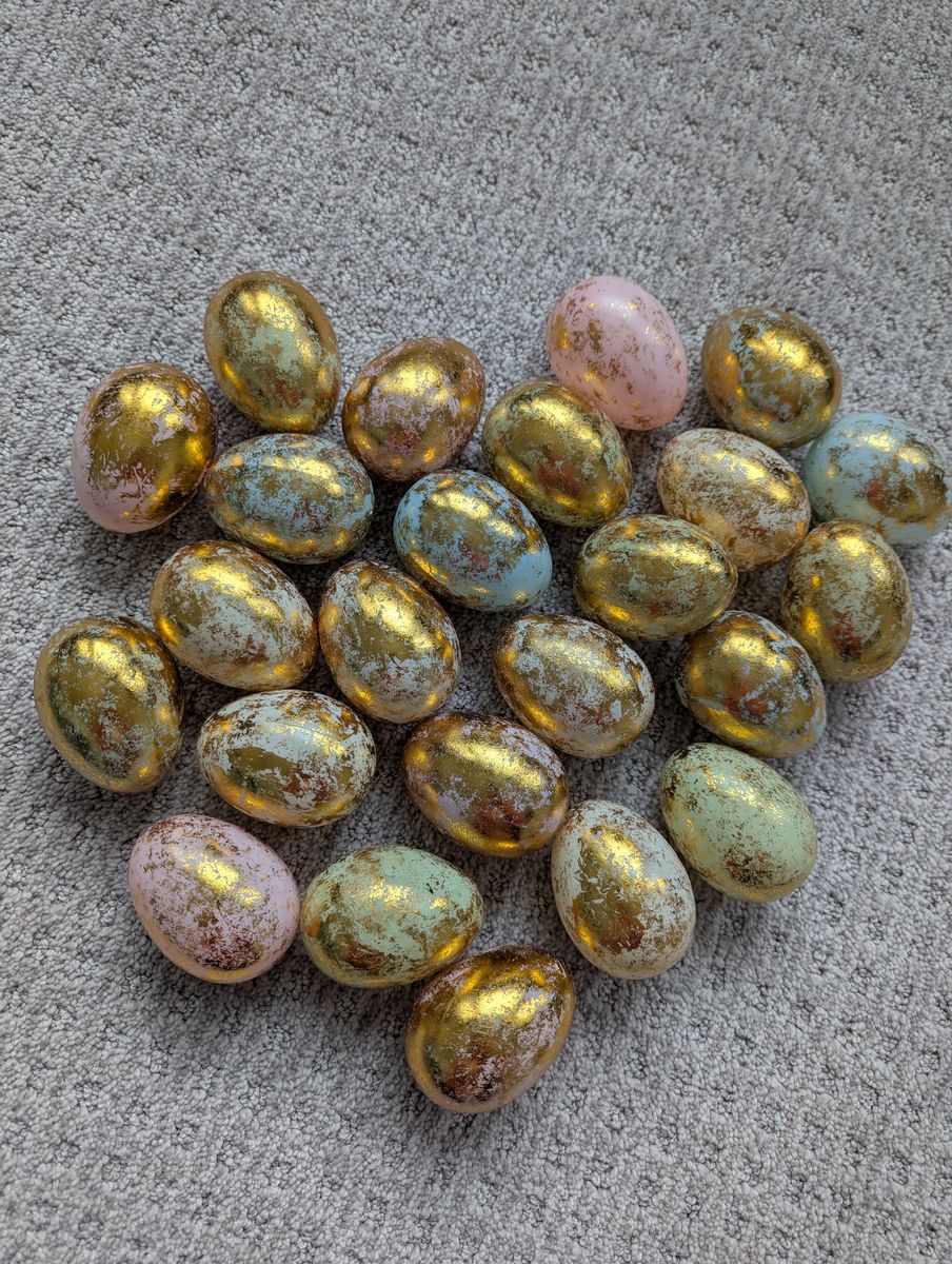 Set of 24 Gold Speckle Pastel Easter Egg Decorations