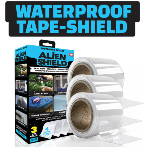 Alien Shield Waterproof Tape-Shield, 3 Rolls, 4 Inches x 5 Feet, Instantly Seals Leaks & Rips-Section A