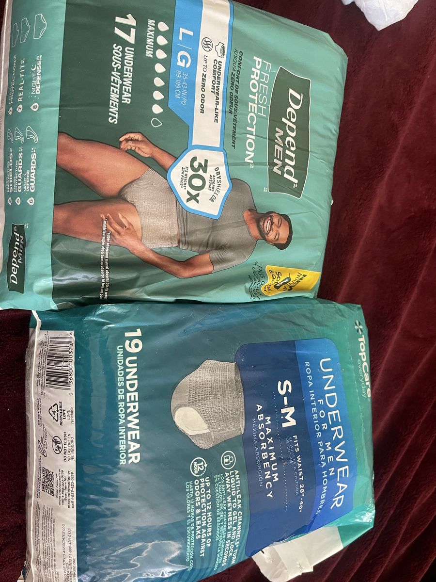 Depend & TopCare Men's Incontinence Underwear Incontinence Supplies Lot