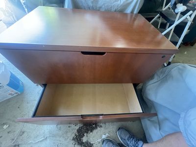 2-Drawer Wooden Lateral Filing Cabinet - Medium Brown Finish