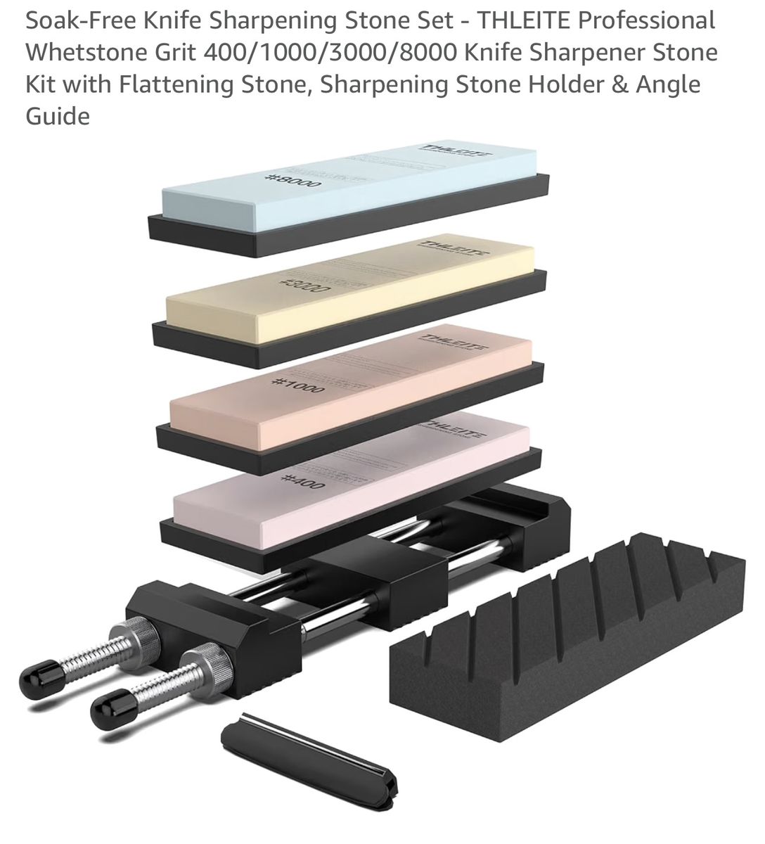 NEW Retails $69.99 THLEITE Professional Whetstone Grit 400/1000/3000/8000 Knife Sharpening Stone Set