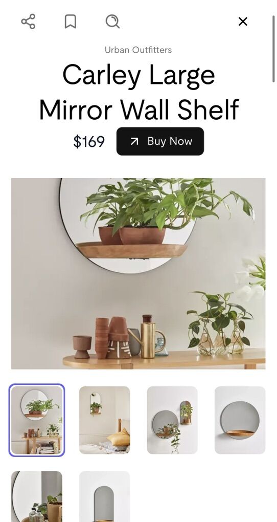 Round Wall Mirror with Wooden Shelf