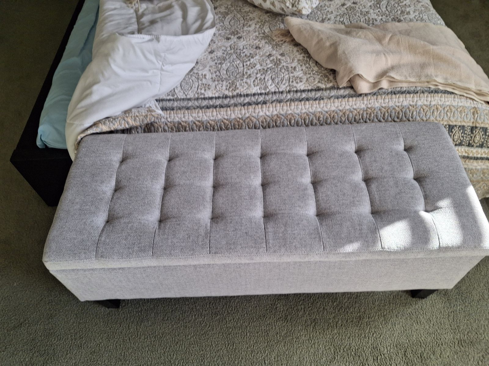 Storage Bench Grey Fabric