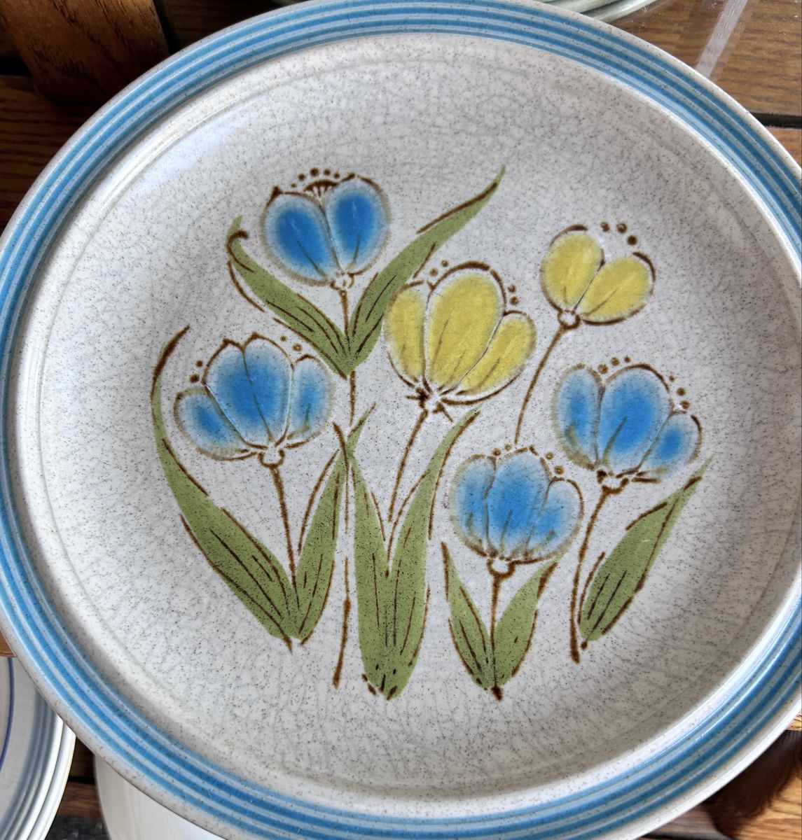 Mixed Set 1960’s-70’s Vintage Flower Power  Decorative Dinner Plates- Blue & Yellow Florals