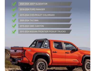 Reeno Truck Bed Roll Bar & Chase Rack for Mid-Size Pickups - Jeep, Ford, Chevy, Tacoma, GMC, Nissan