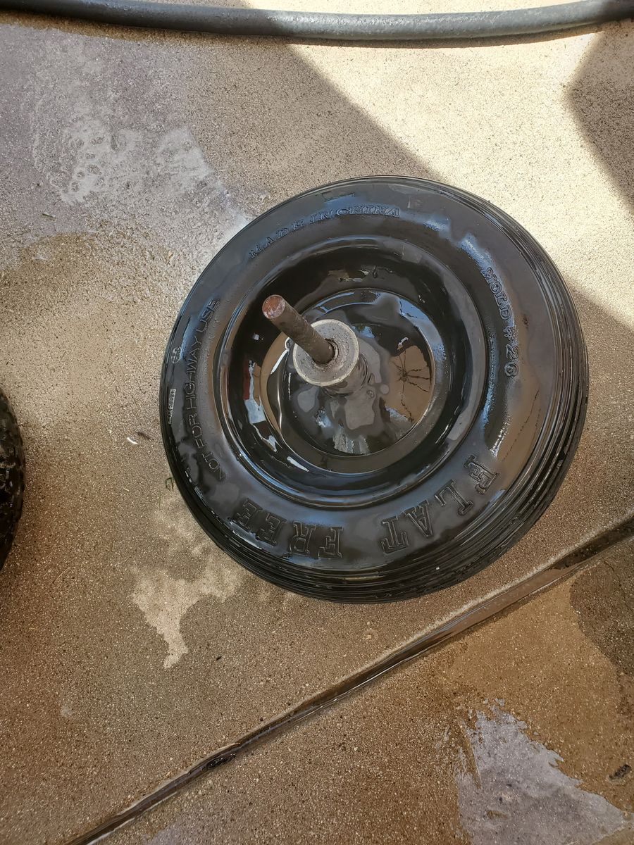Flat free wheelbarrow tire.$20