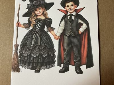 Halloween Greeting Cards for Children, Blank Inside, 5” x 7” or Smaller