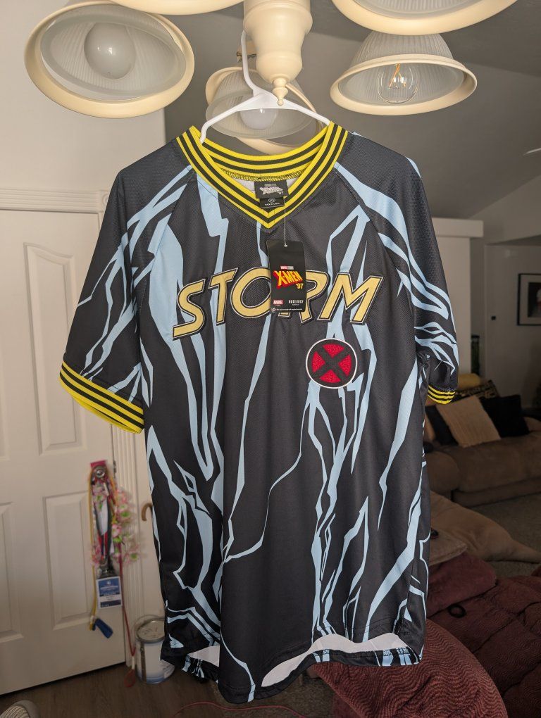 X-Men '97 Storm Munroe #97 Jersey - New with Tags - Nylon, Black with Lightning Design size Large