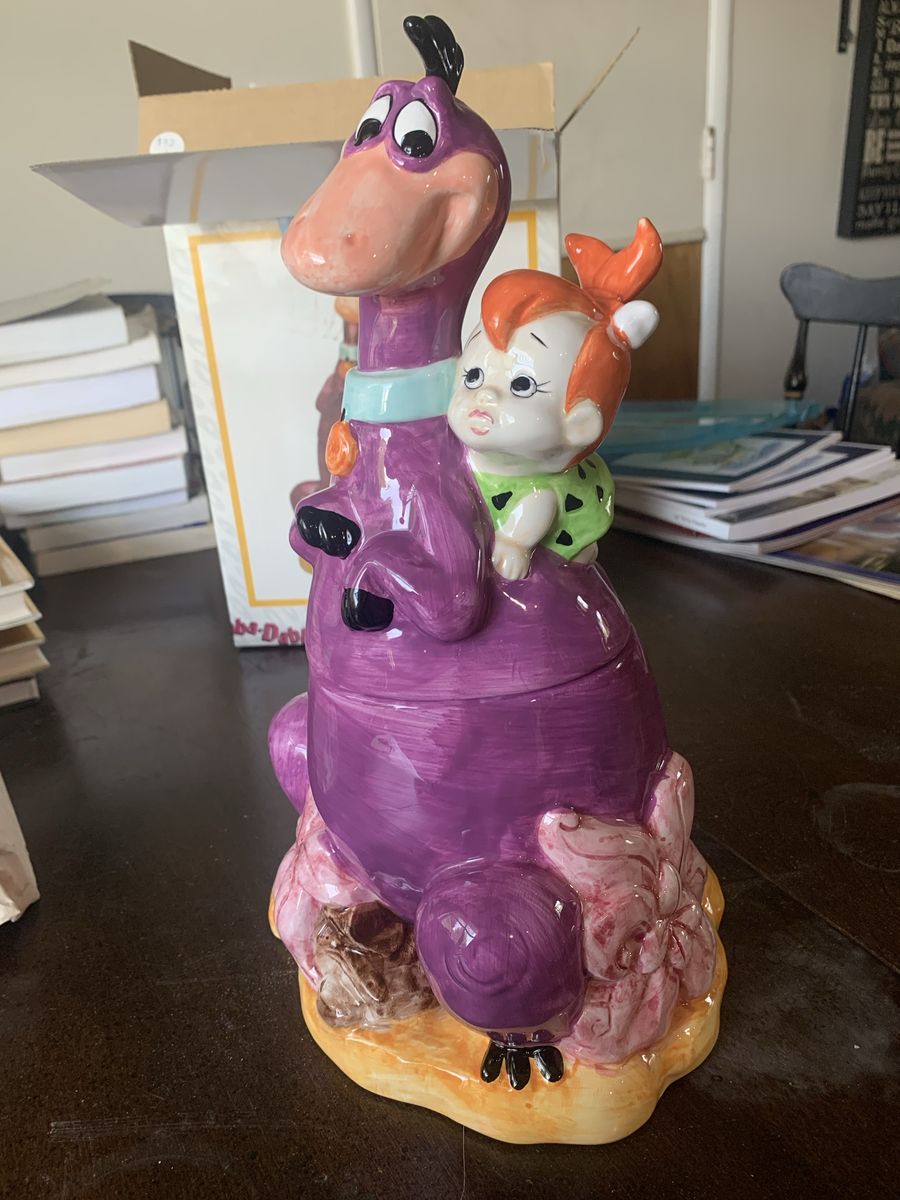 Vintage Hanna Barbera Dino & Pebbles Flintstones Cookie Jar  Yabba Dabba Doo!