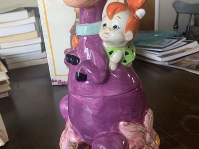 Vintage Hanna Barbera Dino & Pebbles Flintstones Cookie Jar Yabba Dabba Doo!