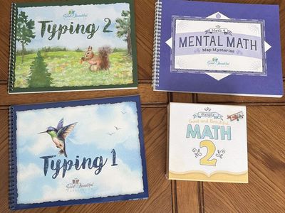 The Good and the Beautiful Homeschool Curriculum: Typing 1 & 2, Mental Math 4, Math box 2 - Brand New