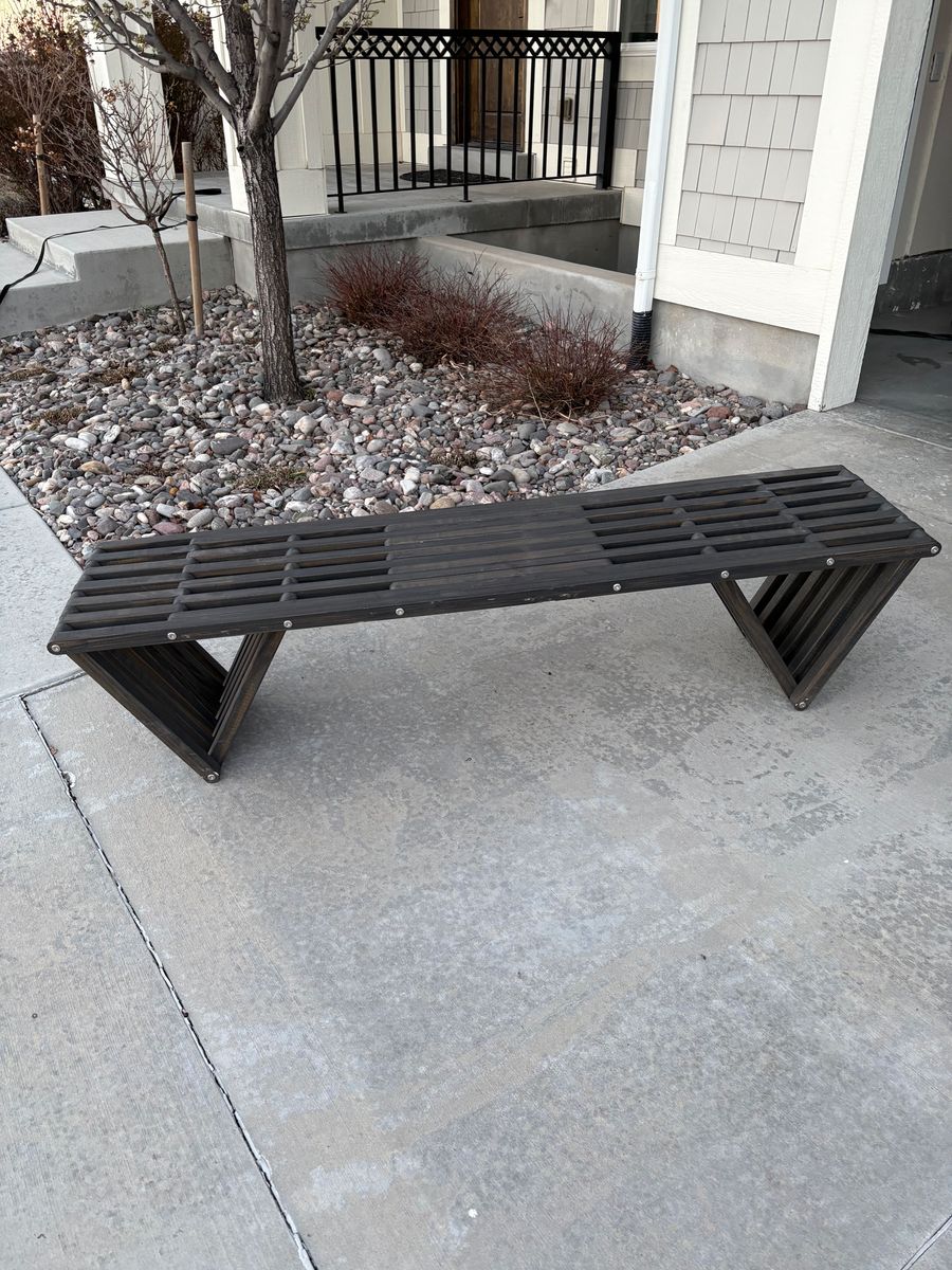 Dark Gray Solid Wood Bench