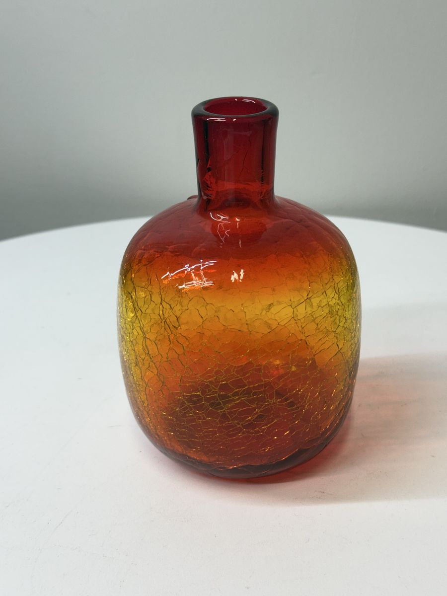 Blenko Amberina Crackle Glass Vase - Cracked By Design