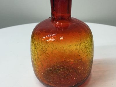 Blenko Amberina Crackle Glass Vase - Cracked By Design
