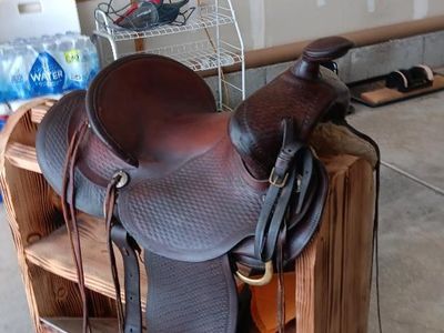 Used Western Saddle - Brown Leather with Detailed Skirts