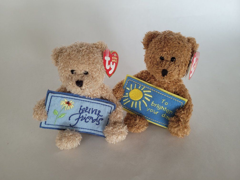 Ty Beanie Baby Bears "Forever Friends" & "To Brighten Your Day" Plush Toy Set