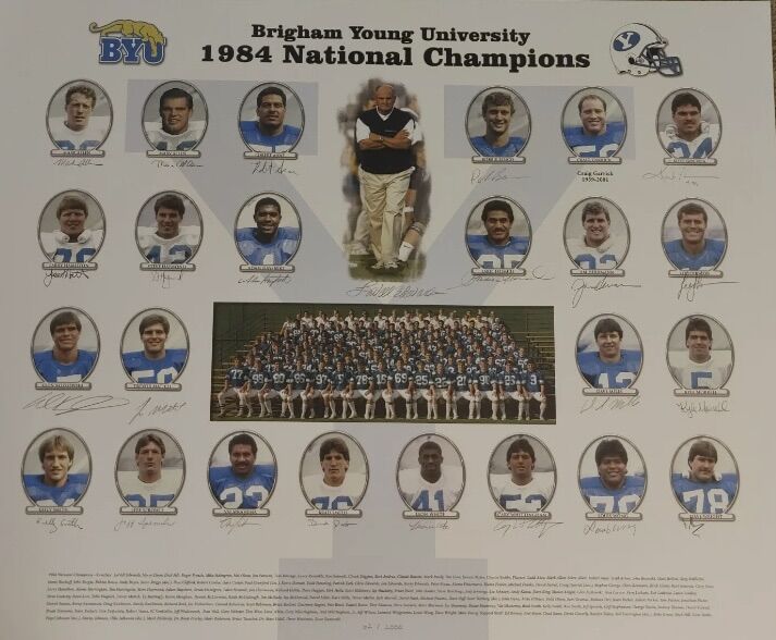 1984 BYU Cougars Autograph Team Lithograph Signed