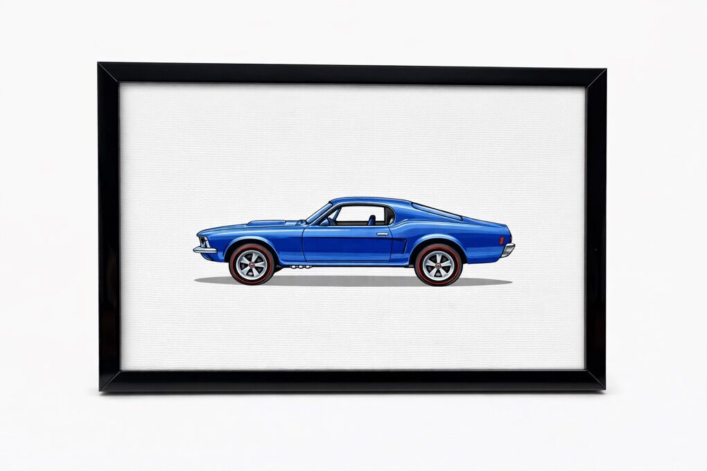 Hotwheels Inspired 11x16 Framed Art Custom Mustang