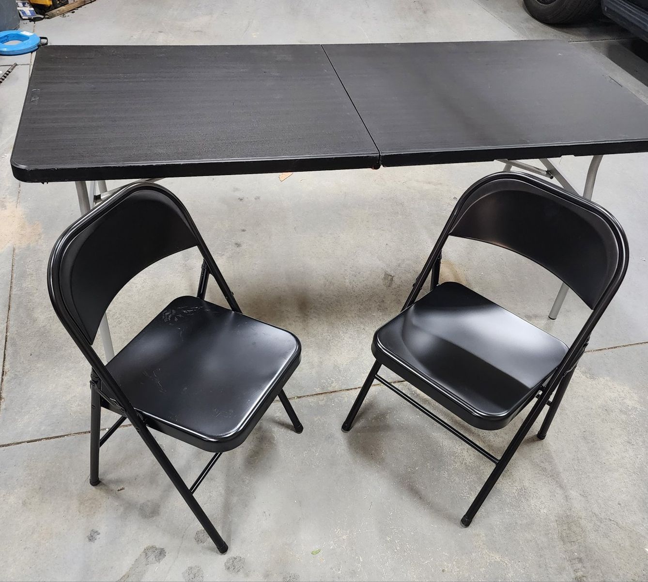 Folding Table & Chairs Set - Black, Portable Design