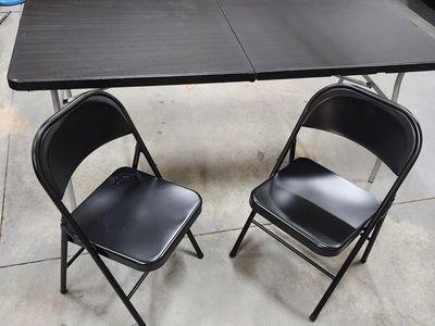 Folding Table & Chairs Set - Black, Portable Design