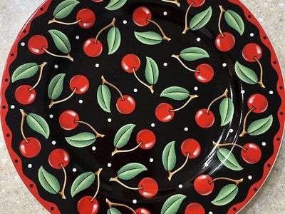 Sakura The Table Mary Engelbreit Cherries Stoneware Dinner Plates, Set of 8