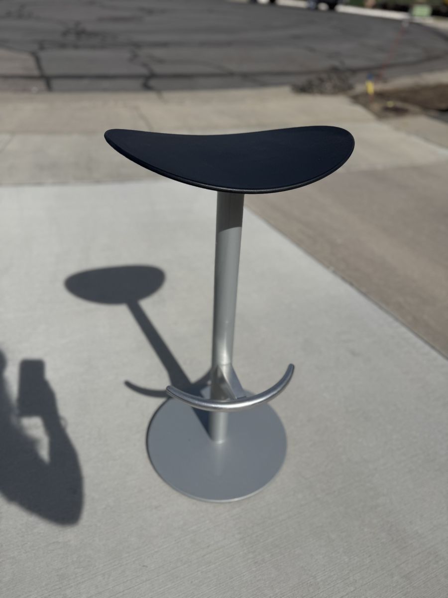 Bar Stool Chair Heavy Duty Silver W Black Seat