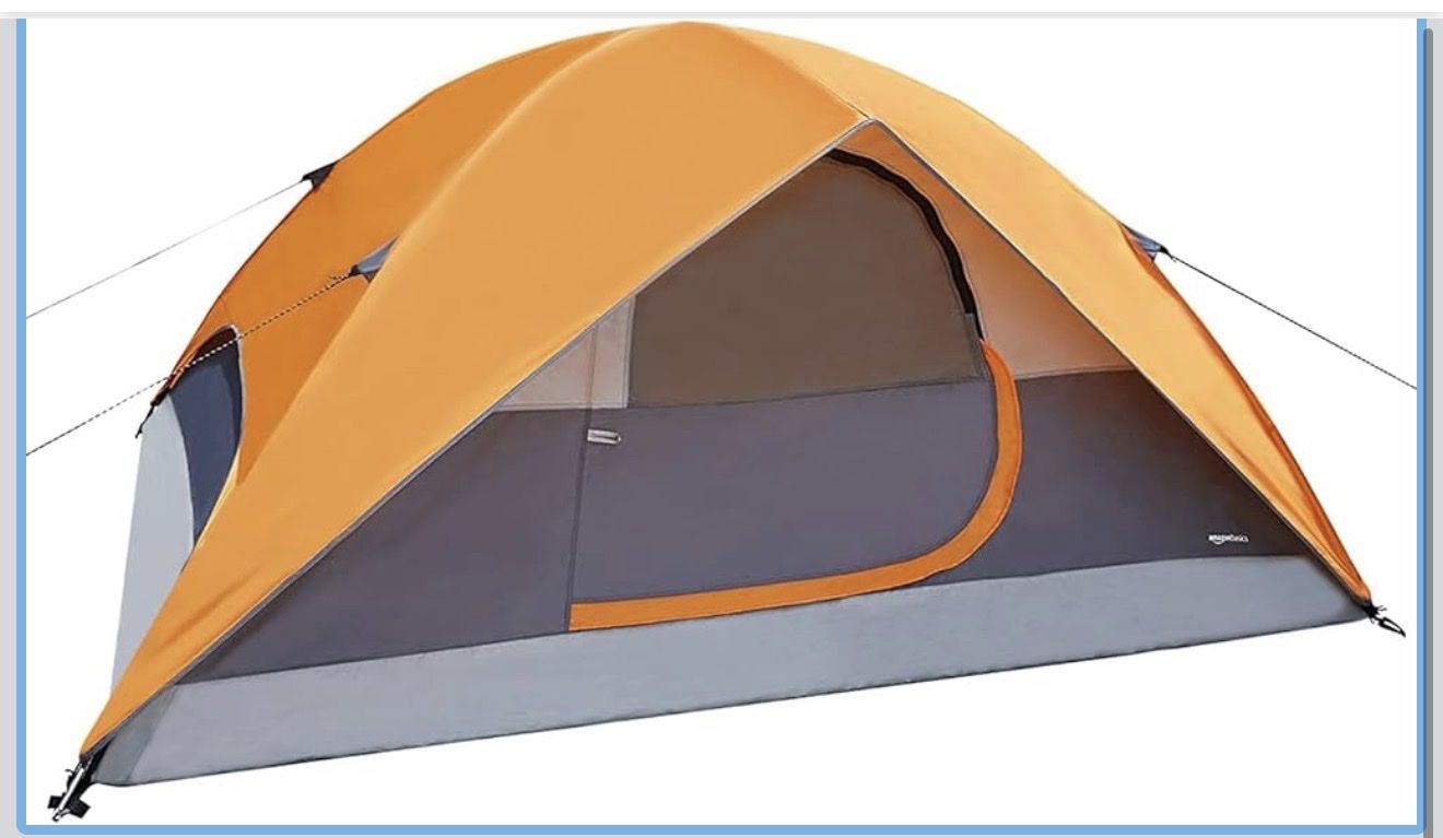 Amazon Basics 4 person Camping Tent, 3-Season Dome Design with Rainfly