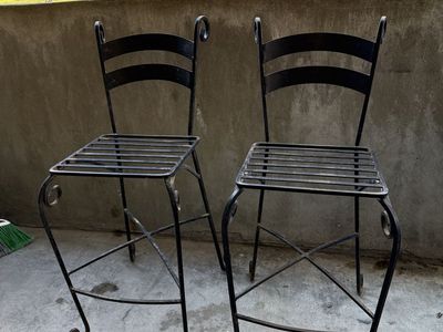 Wrought Iron Tall Bar Chairs - Set of 2 $50