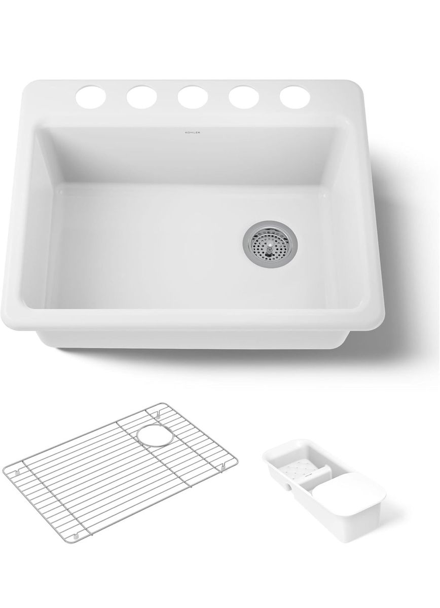 NEW Kohler 8668-5UA2-0 Riverby® 27" undermount single-bowl workstation kitchen sink, White
