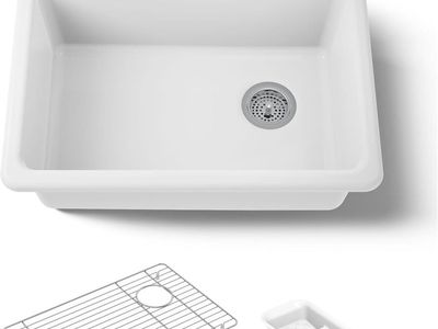 NEW Kohler 8668-5UA2-0 Riverby® 27" undermount single-bowl workstation kitchen sink, White