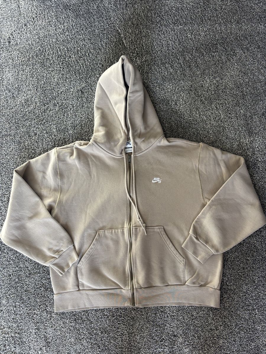 Like NEW! Nike Men's Hooded Zip-Up Beige Sweatshirt- Size Large