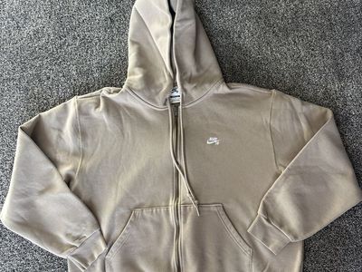 Like NEW! Nike Men's Hooded Zip-Up Beige Sweatshirt- Size Large