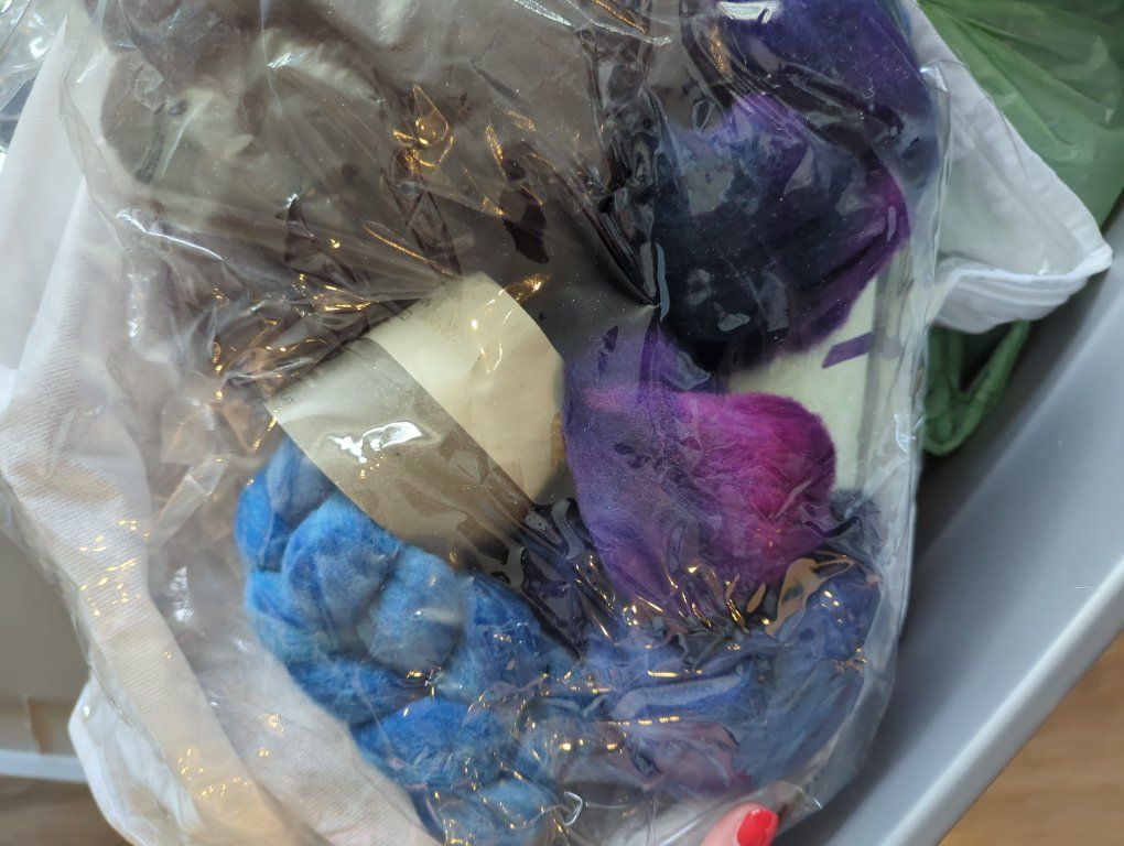 Colorful Yarn Fiber Art Crafting Supplies - Assorted Blue, Purple, Magenta Wool Blends