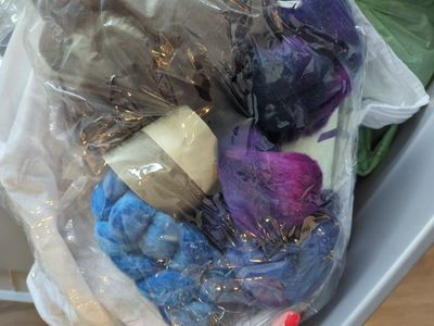 Colorful Yarn Fiber Art Crafting Supplies - Assorted Blue, Purple, Magenta Wool Blends