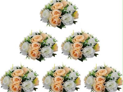 6 pcs champagne rose flower ball centerpieces